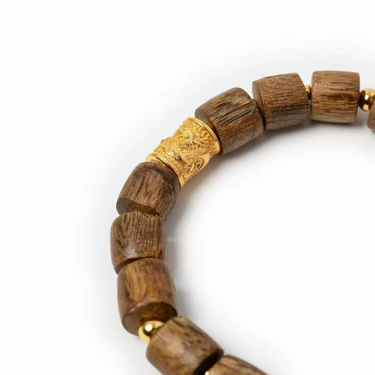 「奇楠沉香·山鬼钱随型桶珠单圈手串」—— 千年灵韵,辟邪纳福.