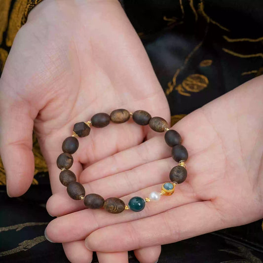 【繁星】秒速五厘米系列奇楠沉香木带宝原创随型单圈设计款手作女款